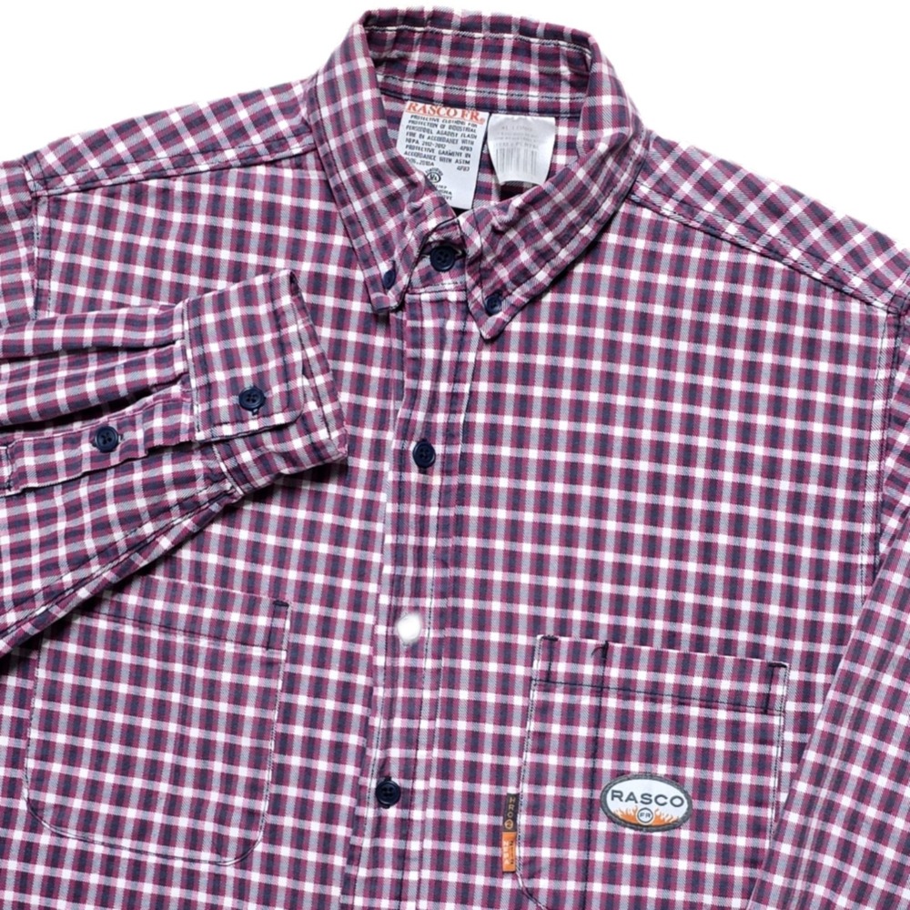 Rasco FR Work Shirts Mens XLT Tall Plaid Button Down Flame Resistant Long Sleeve